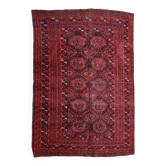 Vintage Uzbek Handmade Bukhara Rug, 4.5' x 5.10' (137cm x 181cm), 1960s