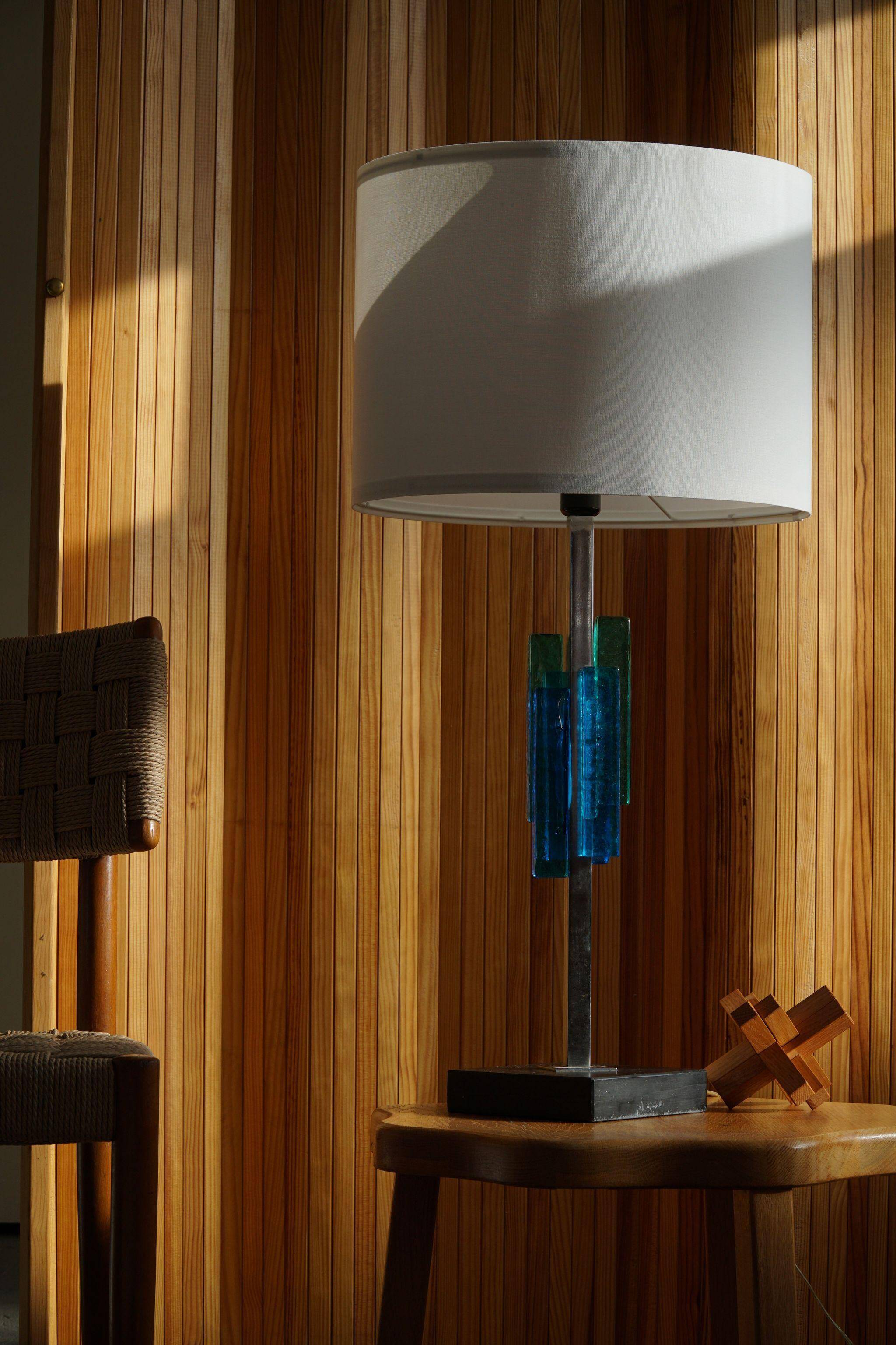 Table lamp Svend Aage Holm Sørensen, metal and glass, modern Danish design, 1960s