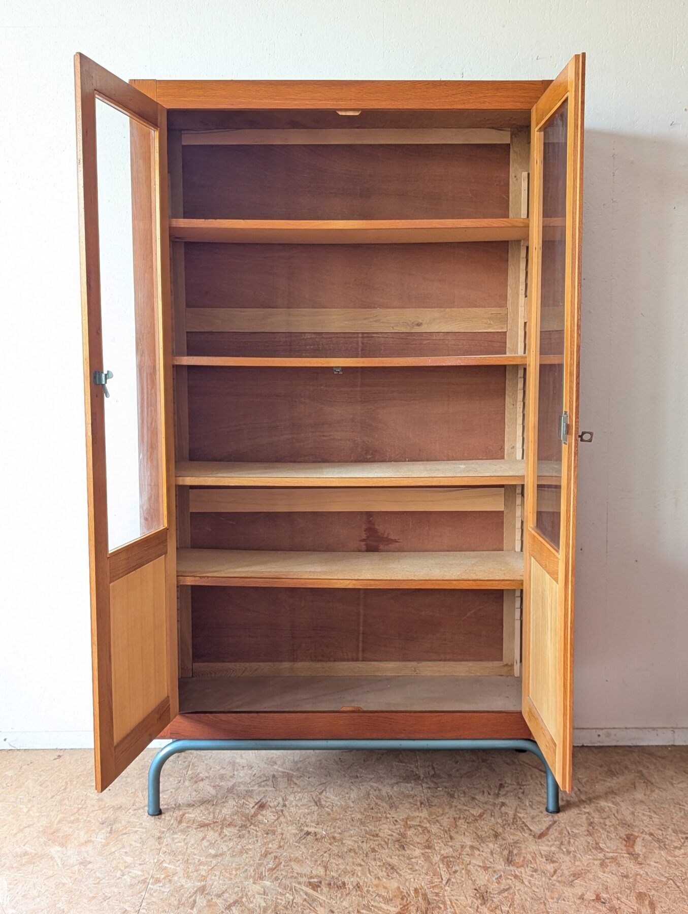 1950s/60s beech school display cabinet