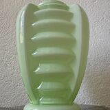 Art Deco uranium opaline skyscraper vase