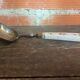 Old Silver-Plated Metal Serving Spoon + Porcelain Handle