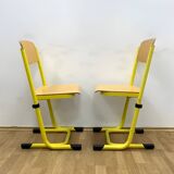 Retro chairs, metal & veneer, 1980s (set of 2)