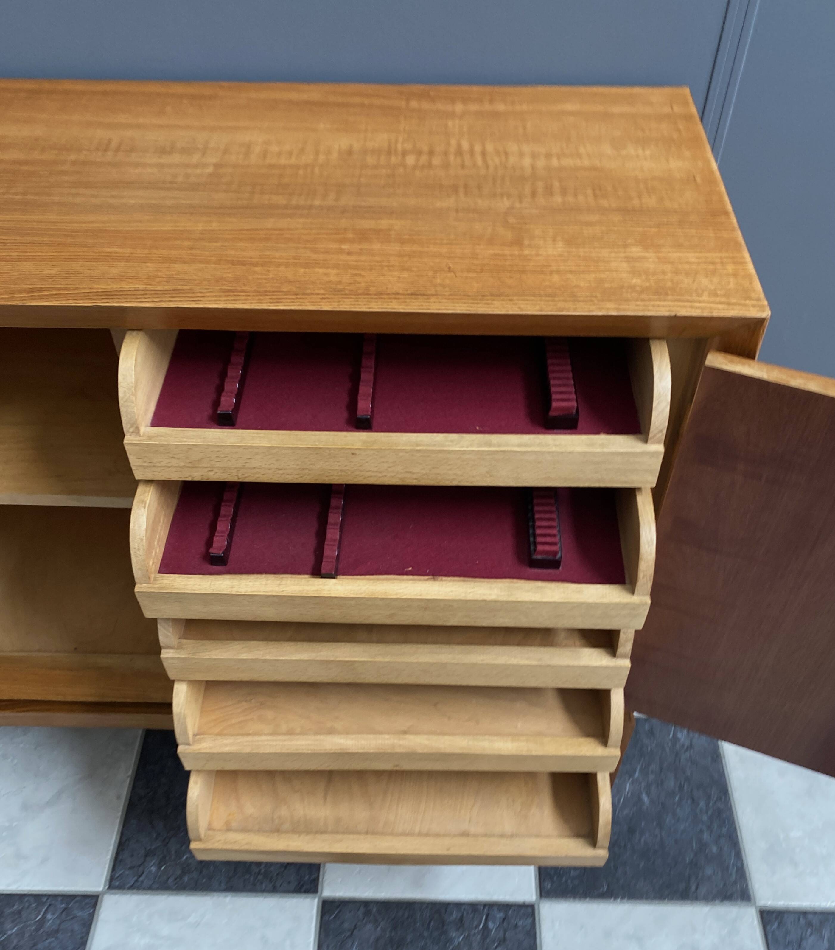 wood sideboard 2doors and drawers inside 1970s