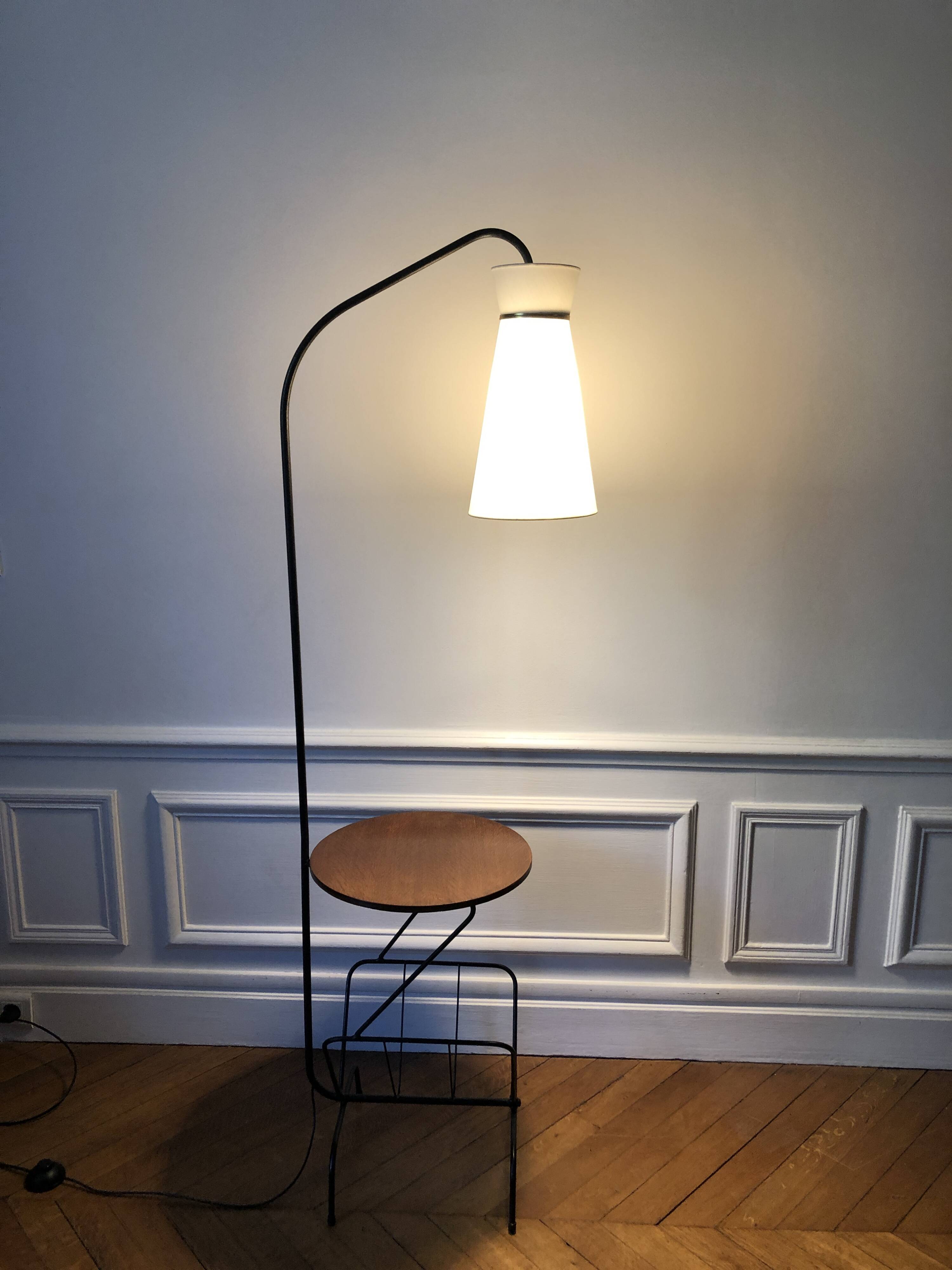 Floor lamp with shelf, magazine rack and diabolo, 1960s