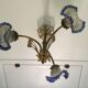 Art Deco style chandelier, bronze and glass paste tulips