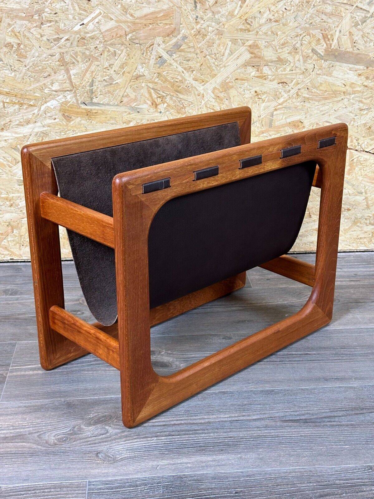 60s 70s newspaper holder Aksel Kjersgaard made of teak & leather