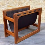 60s 70s newspaper holder Aksel Kjersgaard made of teak & leather