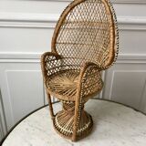 doll's armchair in wicker and rattan, Emmanuelle type, 1960s