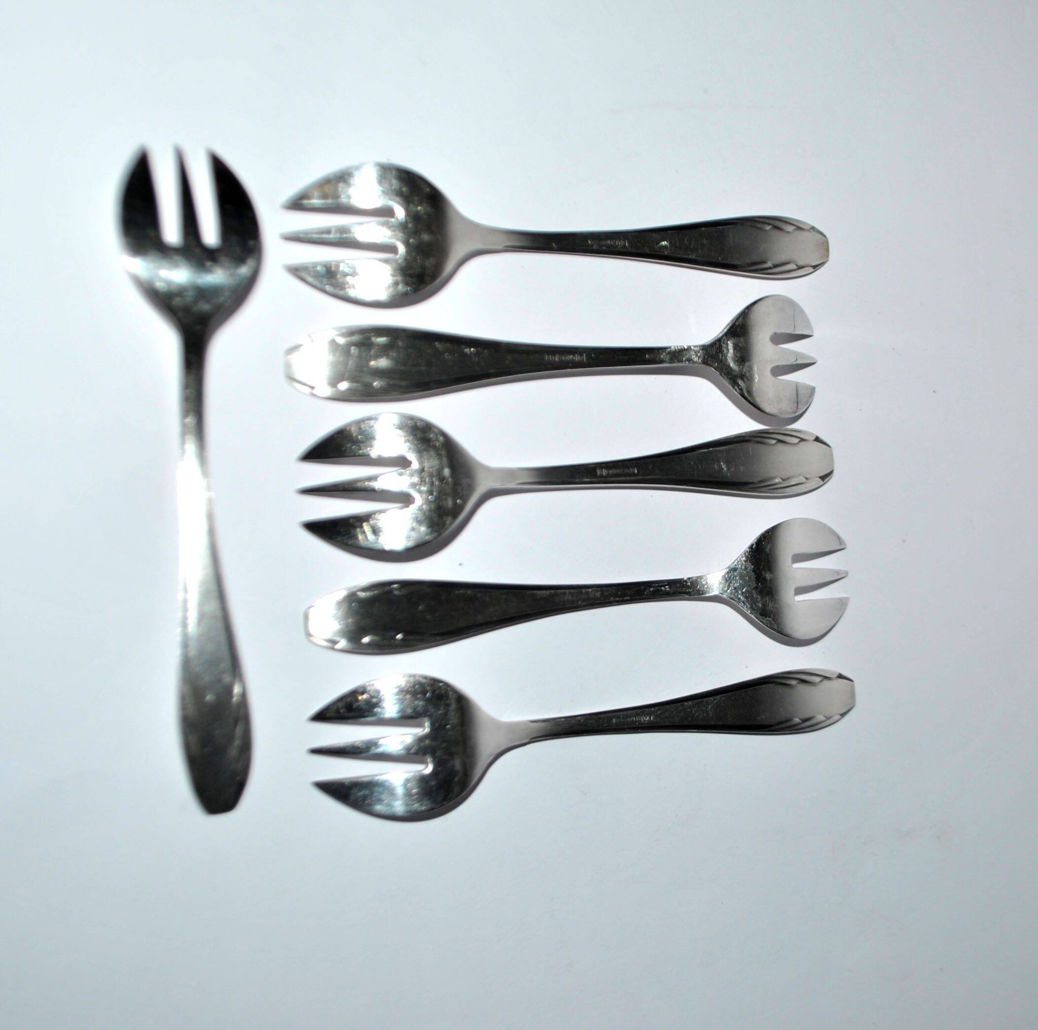 Gulden set of 6 art deco dessert forks in silver-plated metal 13 cm alsace