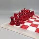 1970s Italian Volterra Alabaster Chess Set – Rare in Red & White. Made in I