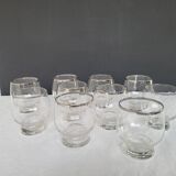 10 antique glasses with silver trim – French glassware, around 1950