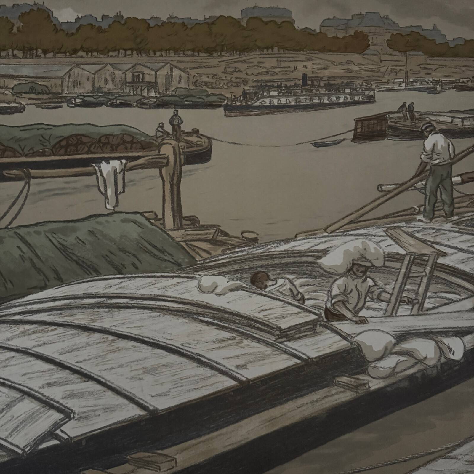 Lithograph by Henri Rivière Parisian Landscapes - Quai d'Austerlitz