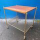 Serving table with wheels vinyl record holder steel file gilded wood vintage
