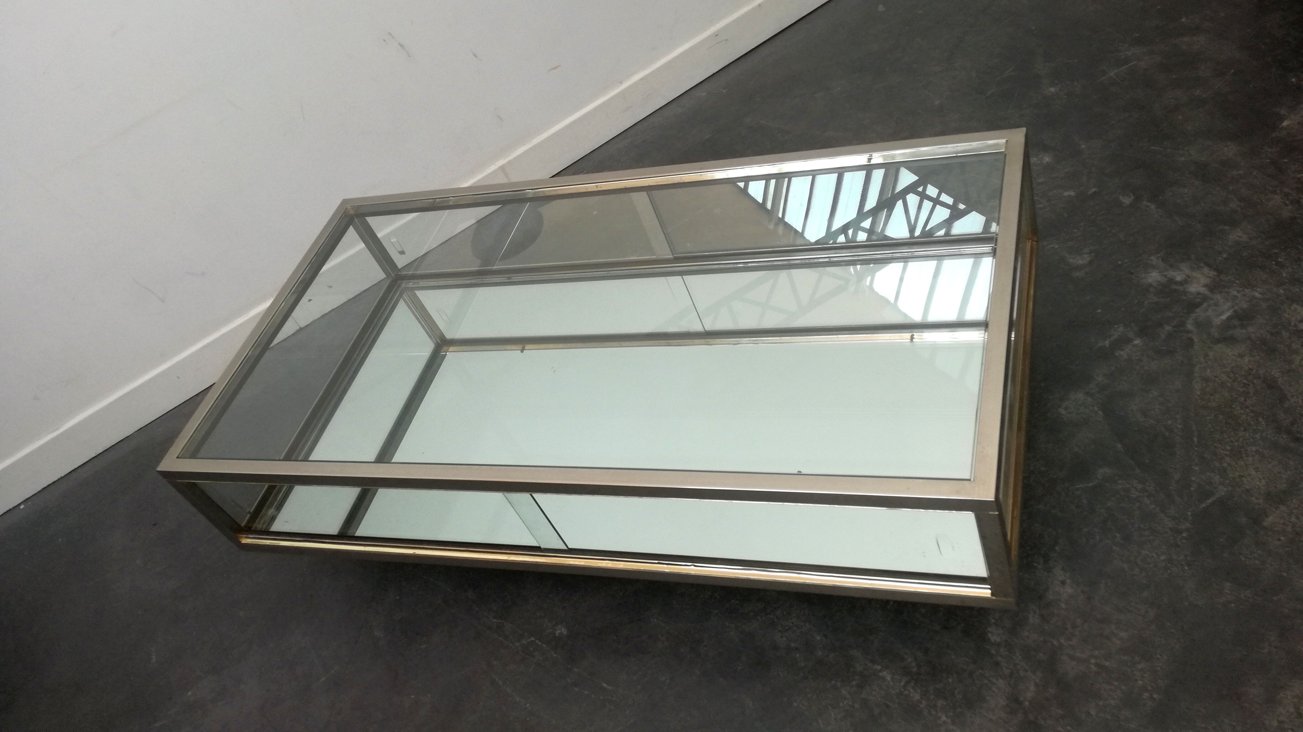 1970 chrome showcase coffee table