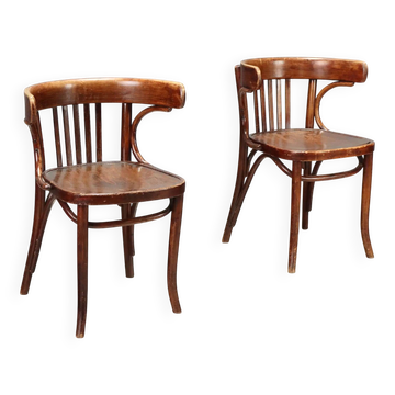 Antique Thonet armchairs in painted beech, walnut, Austria, 20th century