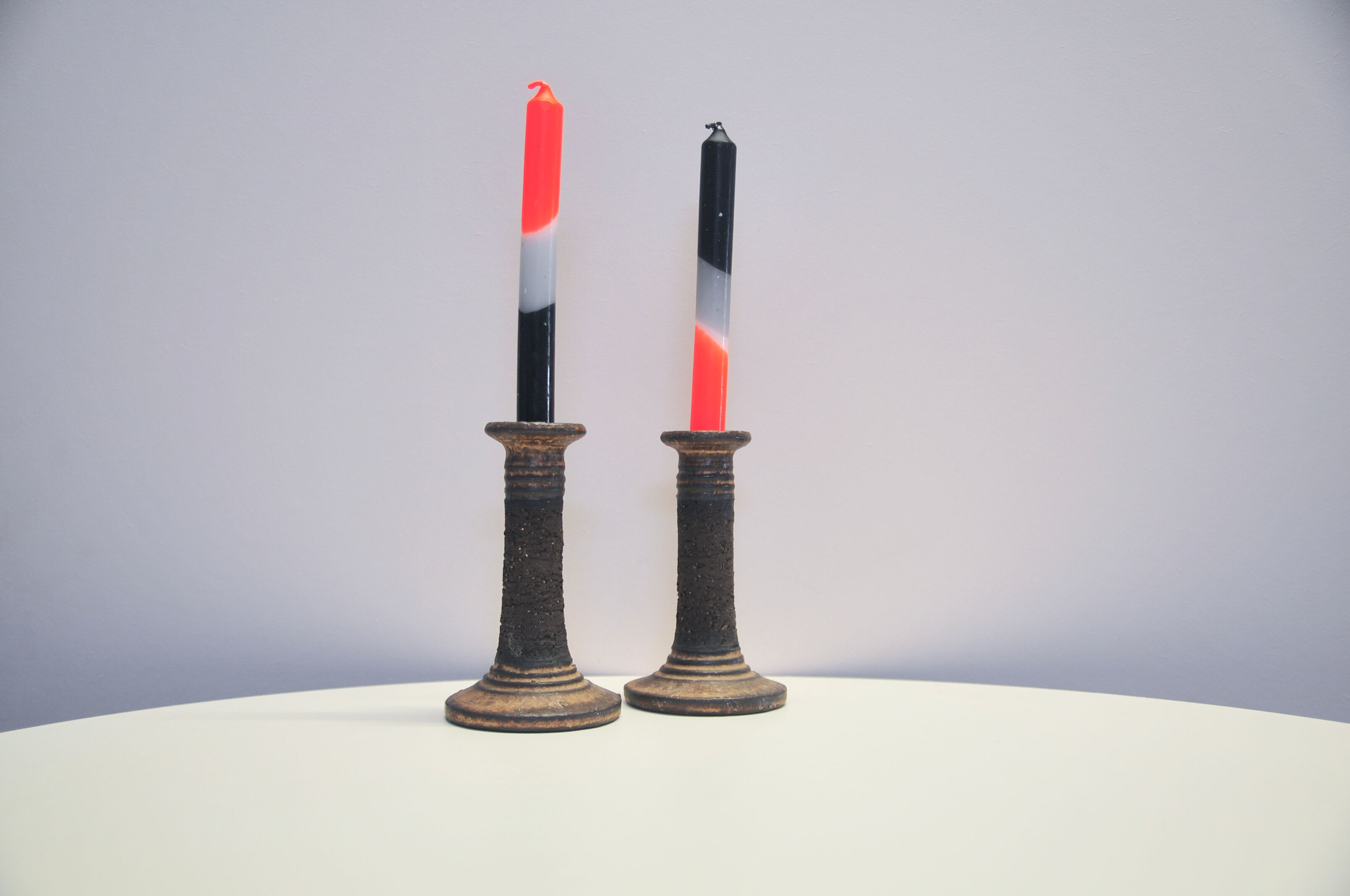 Danish vintage brown ceramic candlestick