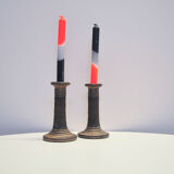 Danish vintage brown ceramic candlestick