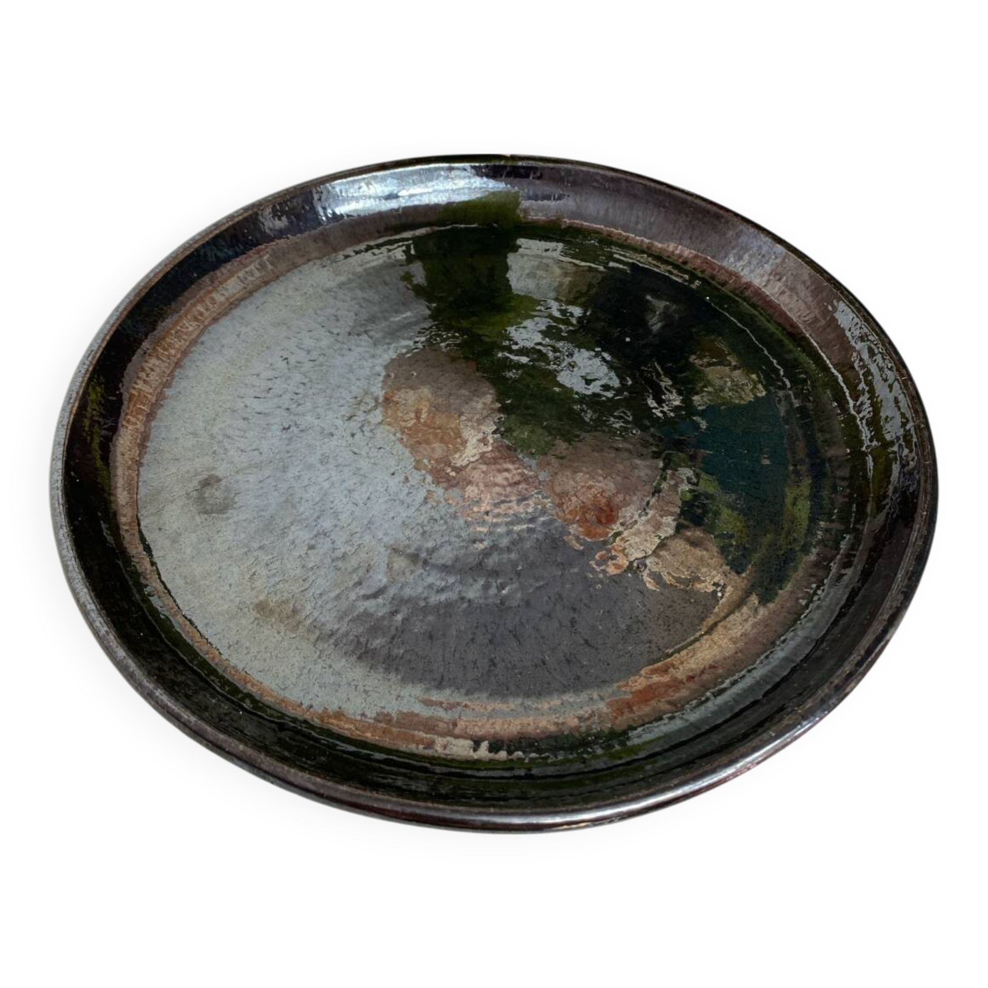 Round iridescent ceramic dish Vallauris