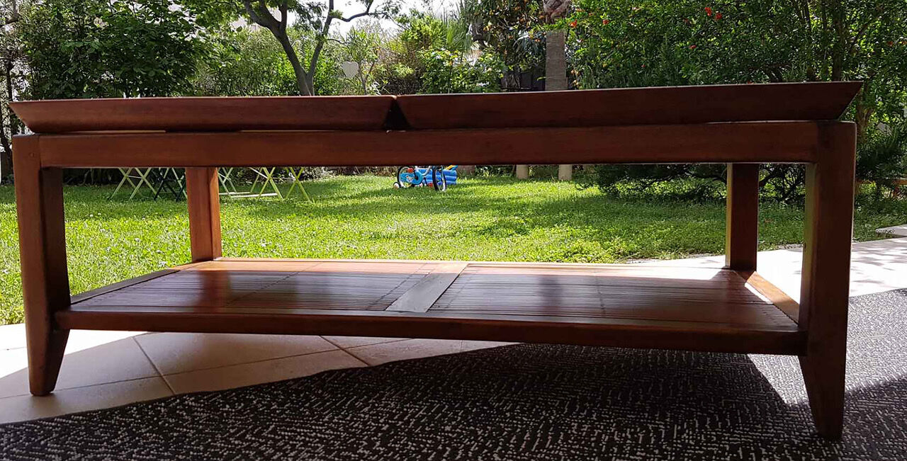 Bamboo teak puzzle coffee table