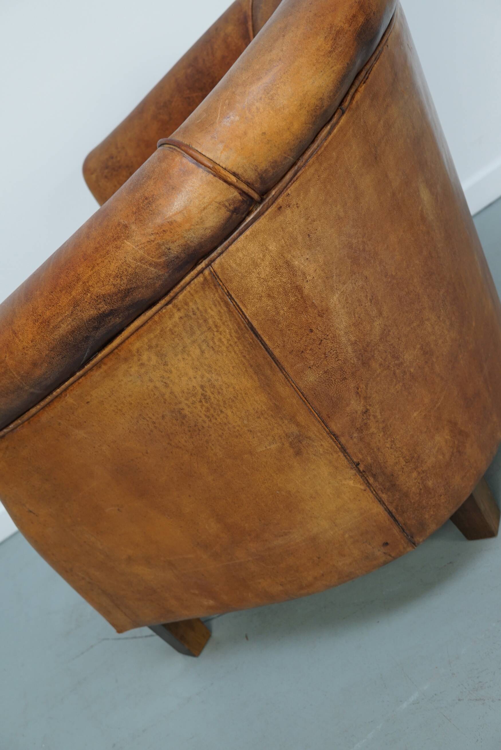 Vintage Dutch Club Chair in Cognac Leather