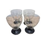Set Of 4 Art Deco Wine Glasses With Black Base, 1930s