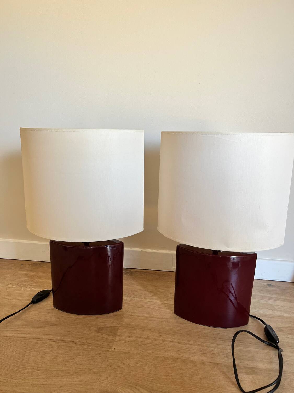 Duo de lampe forme amande céramique
