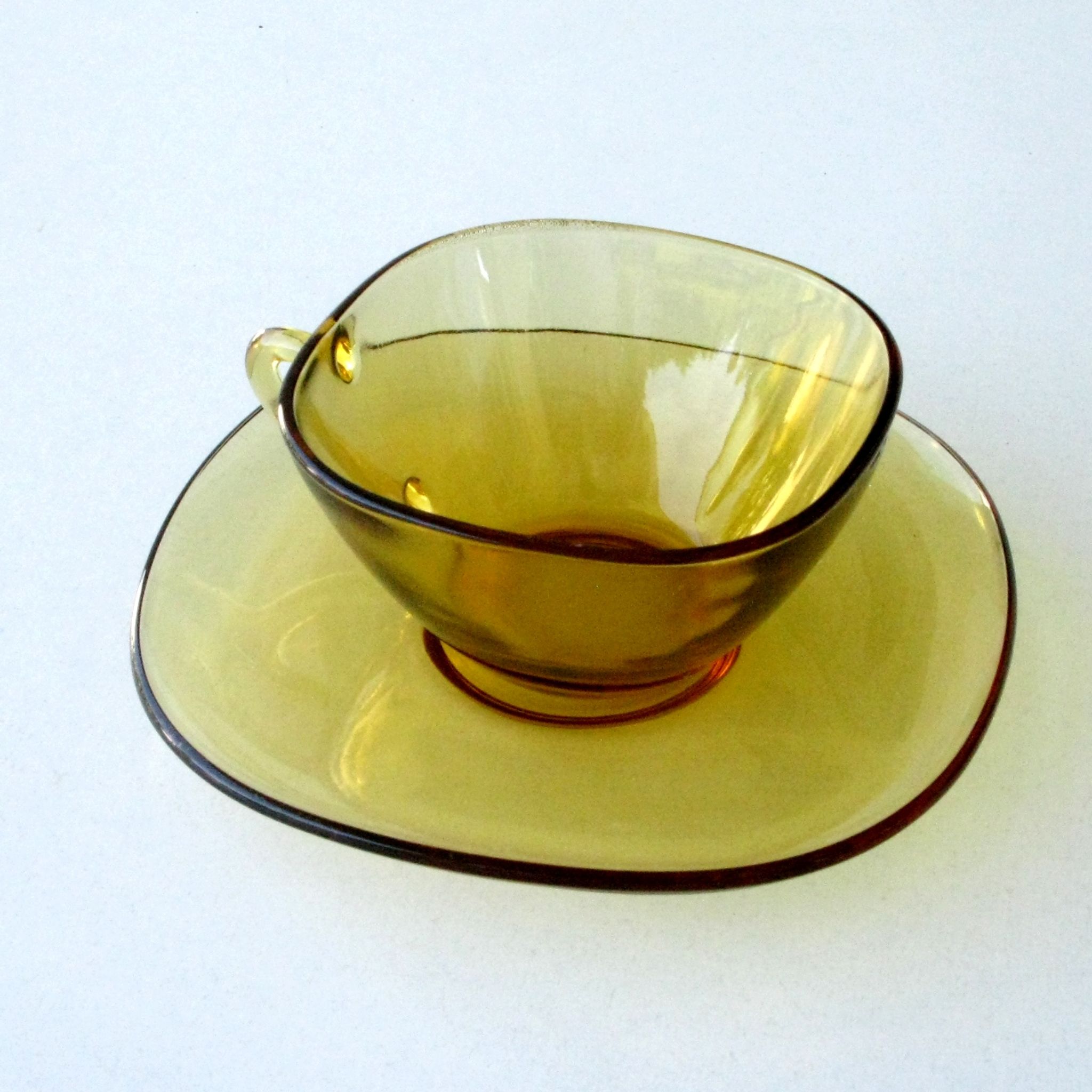 Coffee set vereco vintage amber color - 6 cups and under cups