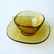 Coffee set vereco vintage amber color - 6 cups and under cups