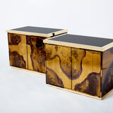 Pair of brass cabinets oxidized 1970