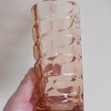 Vintage faceted pink glass vase