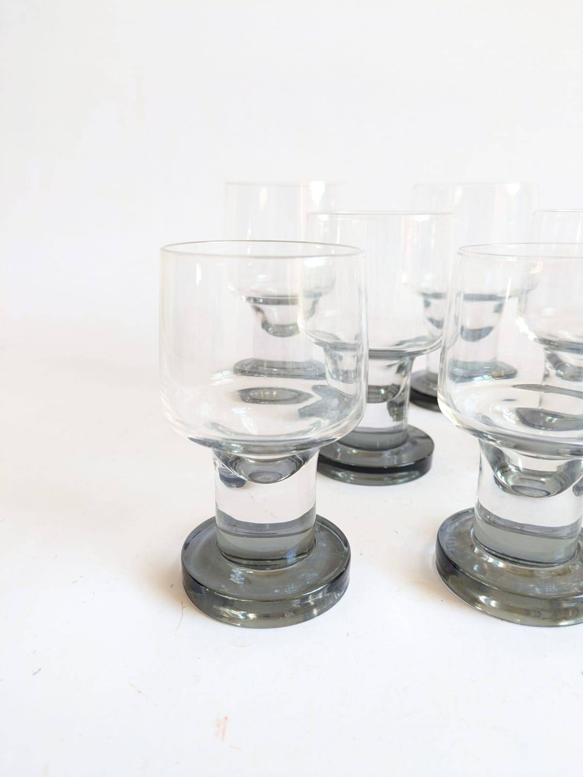 Space age Crystal drinking glasses in three sizes by Bayel, France 1970s