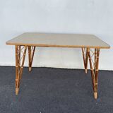 Rattan table vintage compass feet
