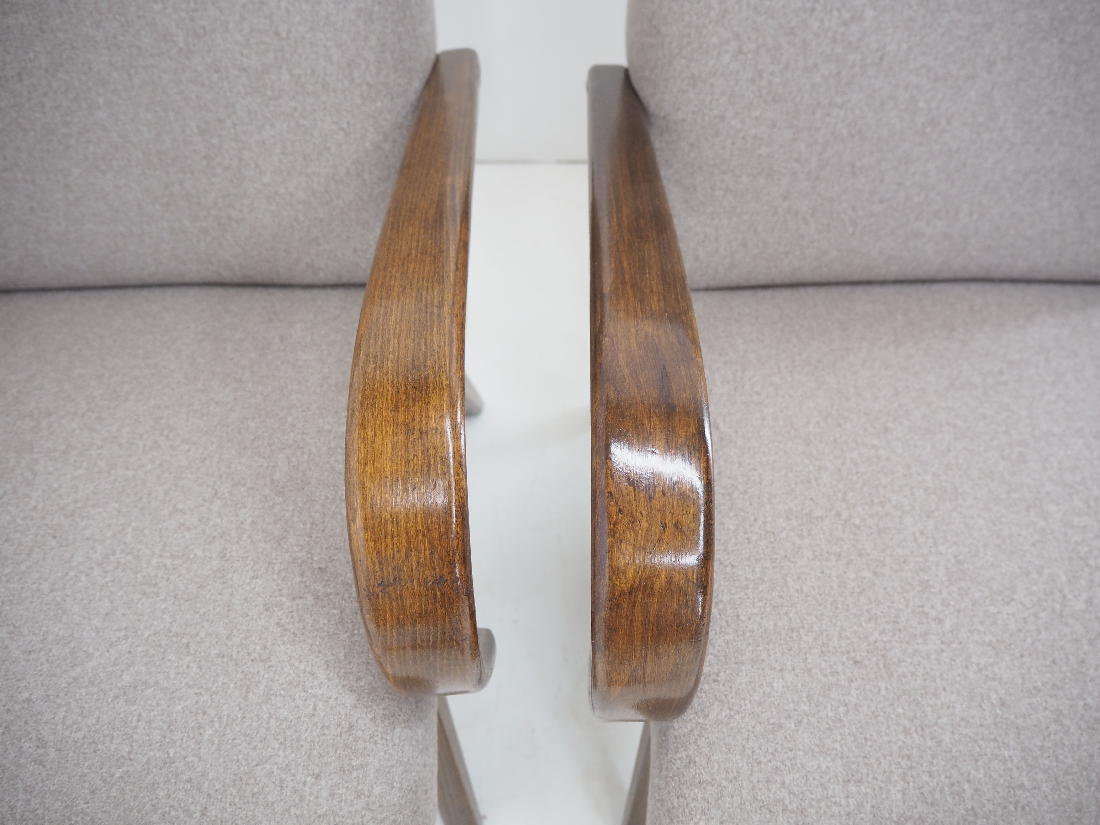 1960s pair of Ton/Thonet beech armchairs, czechoslovakia