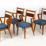 Ash & walnut dining chairs from Jitona Sobeslav, 1950
