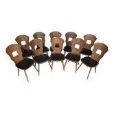 Set of 10 vintage Baumann "Gentiane" bistro chairs, 1960s