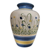 Hand-painted ceramic vase with floral decoration – H 33 cm