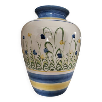 Hand-painted ceramic vase with floral decoration – H 33 cm