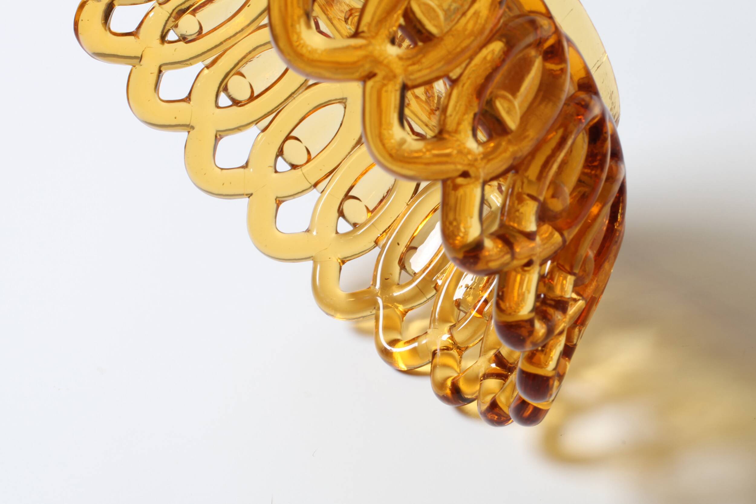 Rare Vintage Amber Honey Glass Fruit Bowl / Italy / 1950s