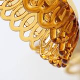 Rare Vintage Amber Honey Glass Fruit Bowl / Italy / 1950s