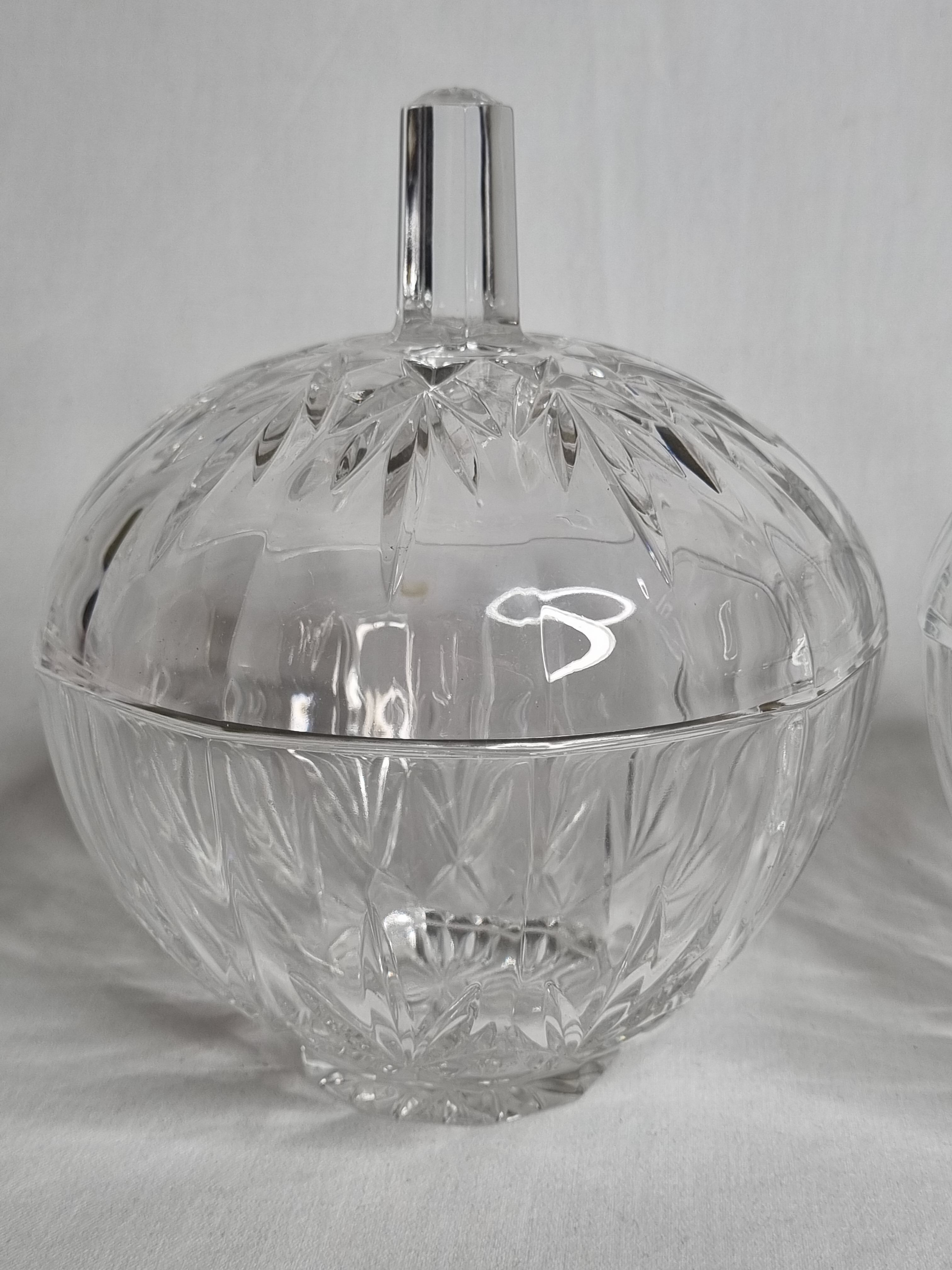 Pair of crystal candy boxes, Italy