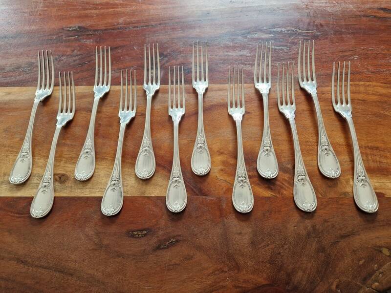 Christofle - Set of 12 dessert forks model Trianon in metal