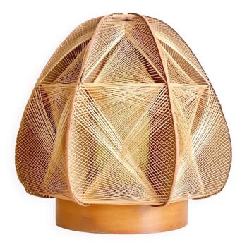 Scandinavian lamp in wood and threads of the 60s