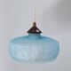 Vintage frosted blue glass pendant light