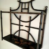 Antique bamboo and lacquer wall shelf