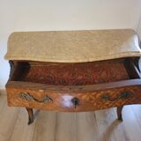 Commode galbés en marqueterie style Louis XV