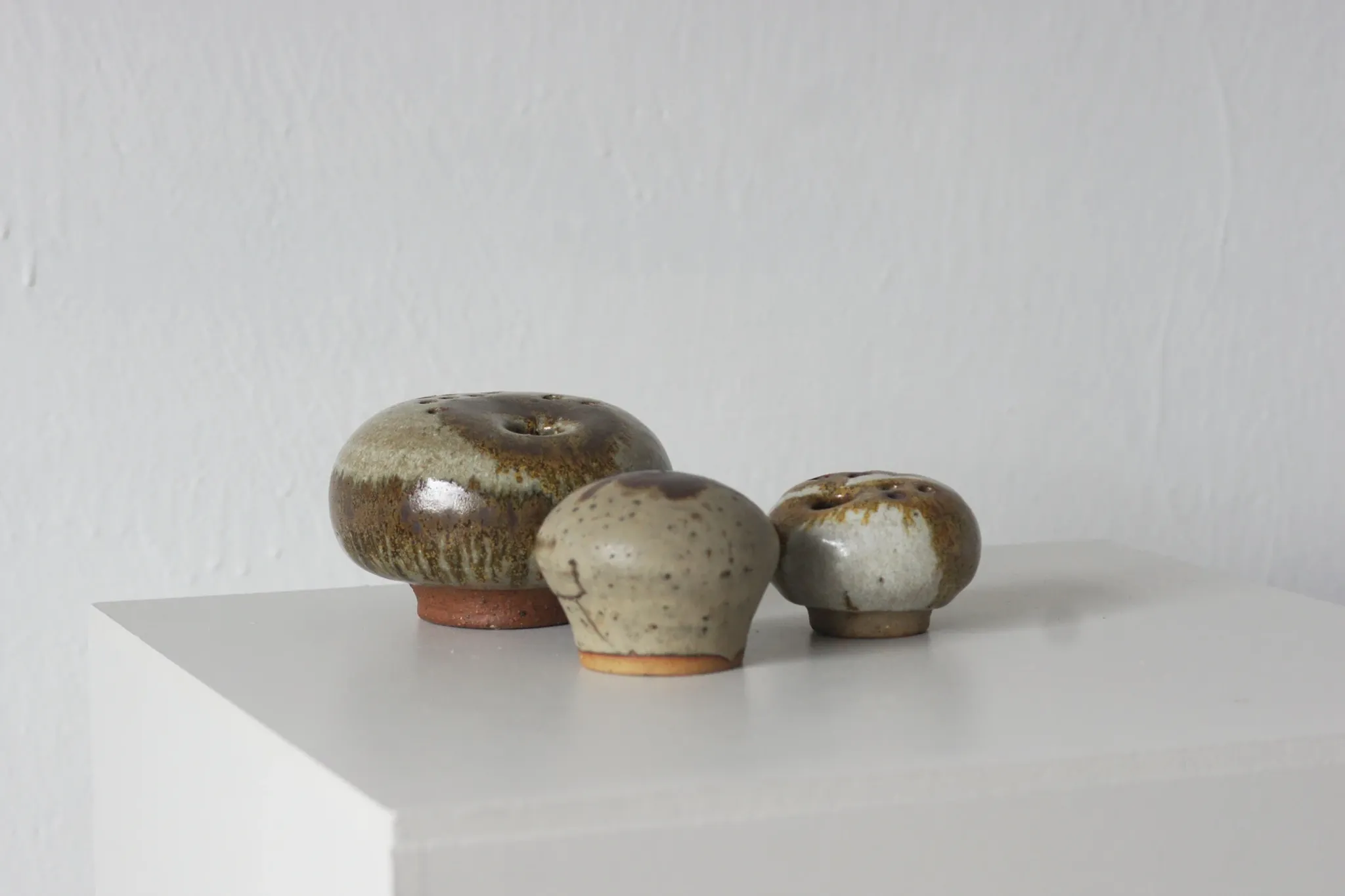 Vintage Danish Mushroom Studio Ceramics Vases by Erik Græser, 1960s, Set of