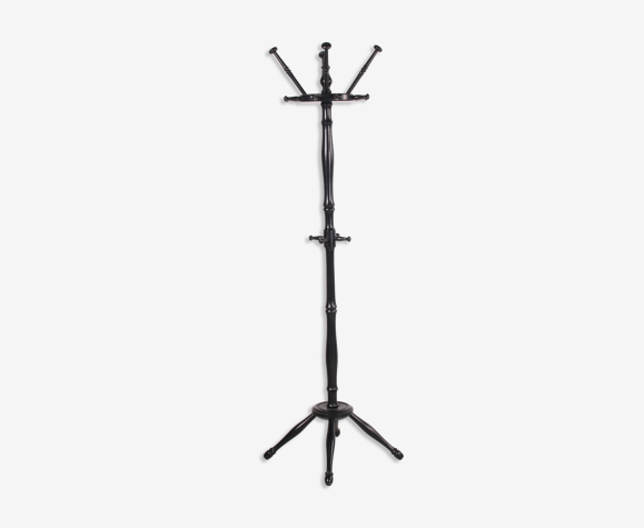 Portemanteau en bois noir des années 1970
