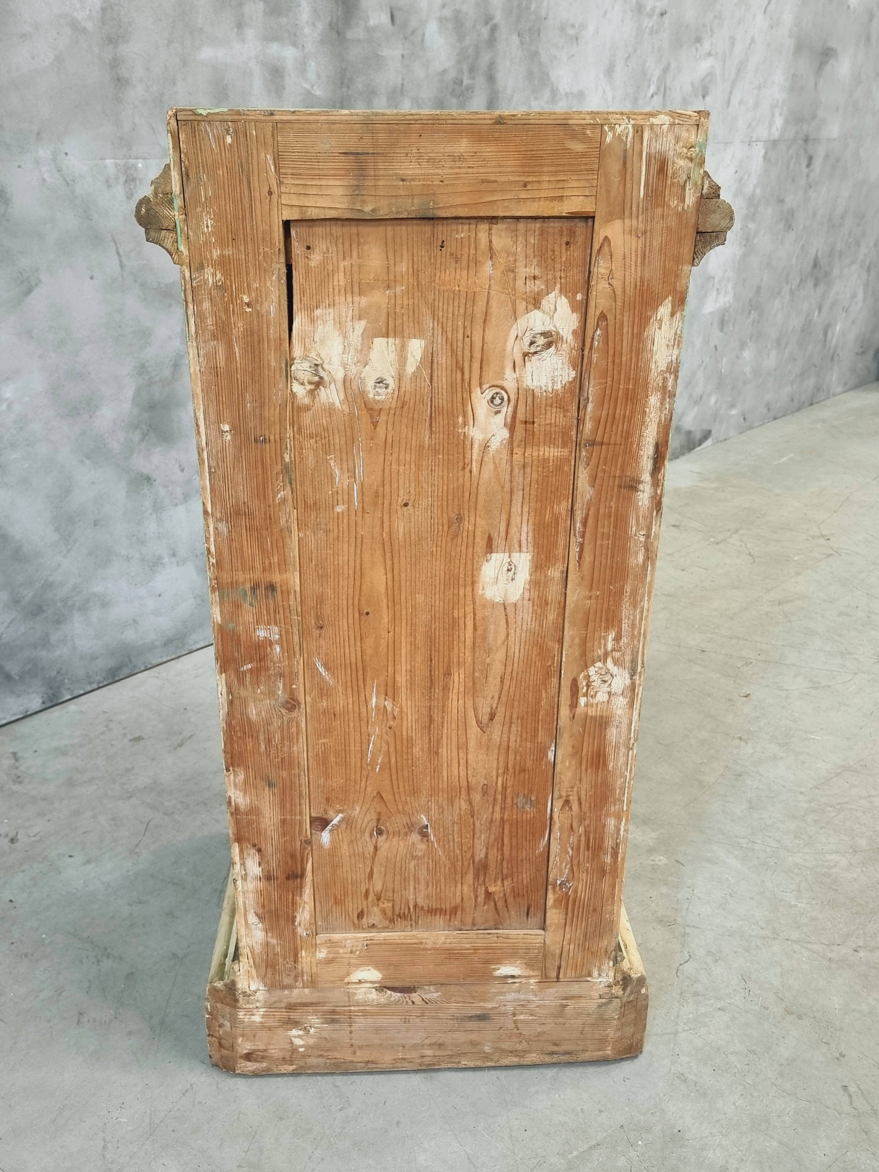 Antique church column on wooden base 135 cm high