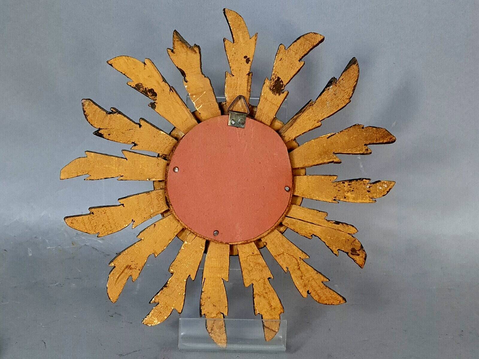 Small vintage golden wood sun mirror 50s 25x3.5 cm Good condition B537