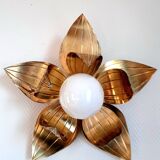 Large brass flower wall light, Jansen style, 1960